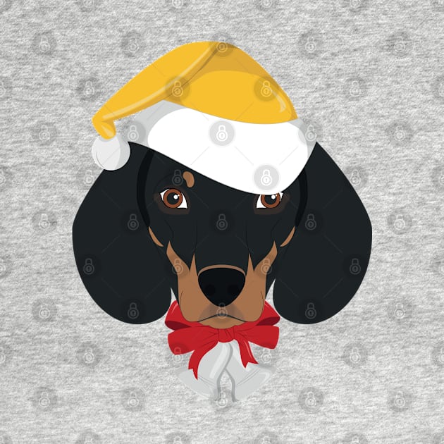 Dachshund Dog With Yellow Santa's Hat Funny Xmas Gift by salemstore